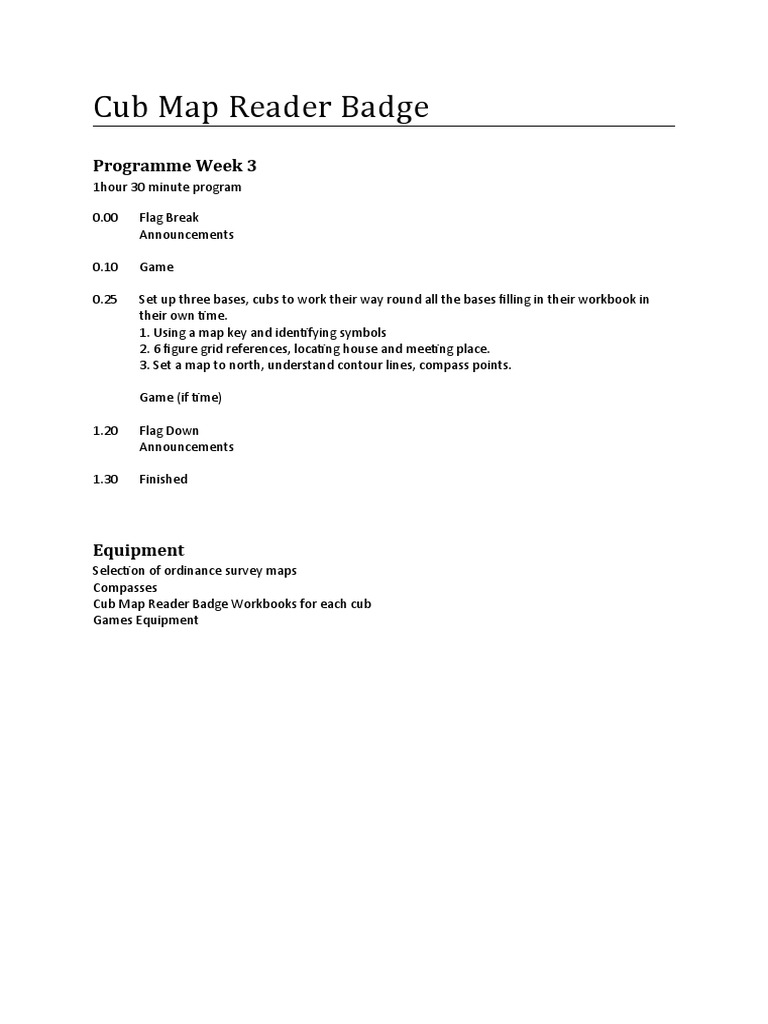 Cub Map Reader Badge Program Guide | PDF | Games & Activities ...