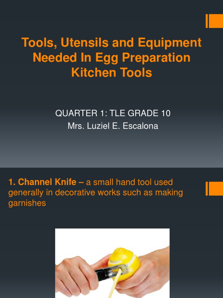 Tools, Utensils and Equipment Needed in Preparing Egg Dishes PDF