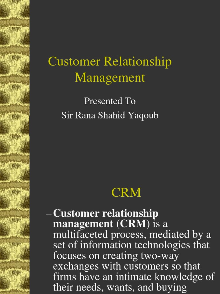 Understanding Customer Relationship Management | PDF | Sales | Marketing