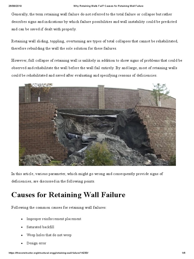 Why Retaining Walls Fail Causes For Retaining Wall Failure PDF
