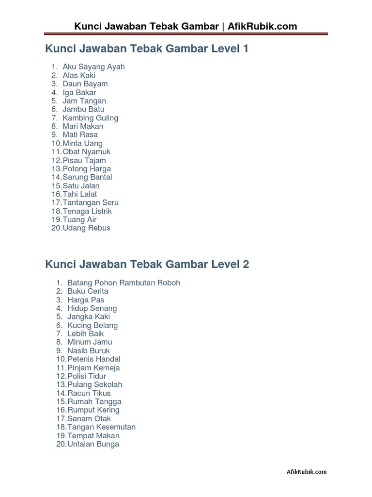 Kunci Jawaban Tebak Gambar Afikrubik