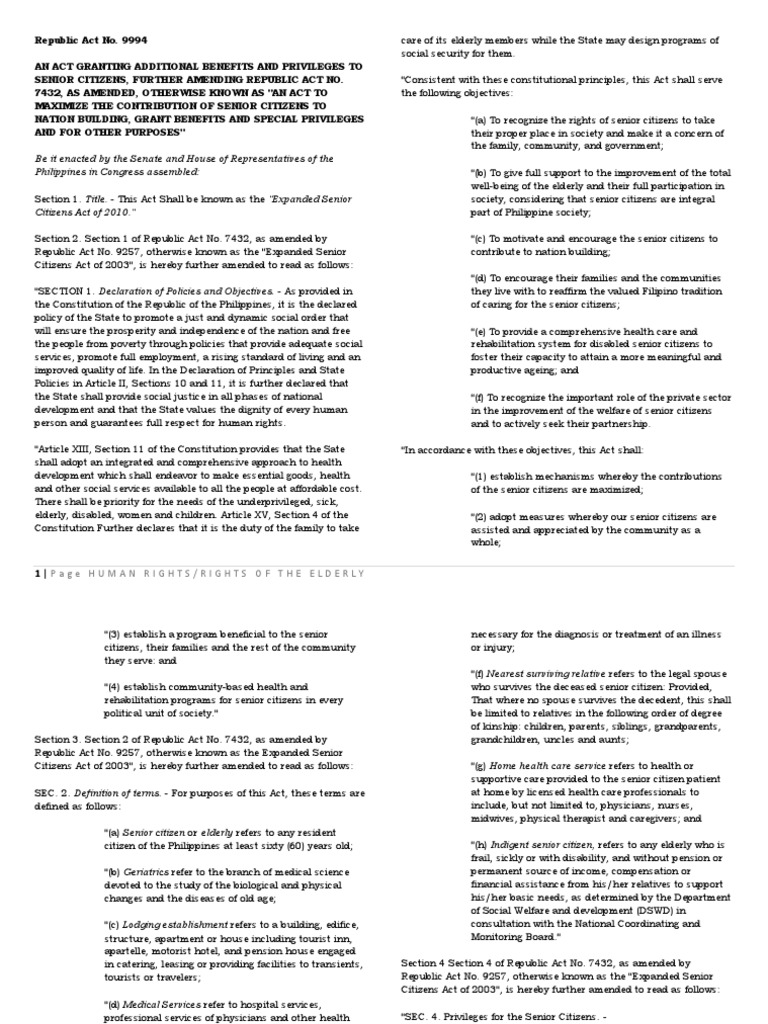 Hr-Rights of The Elderly | PDF | Home Care | Identity Document