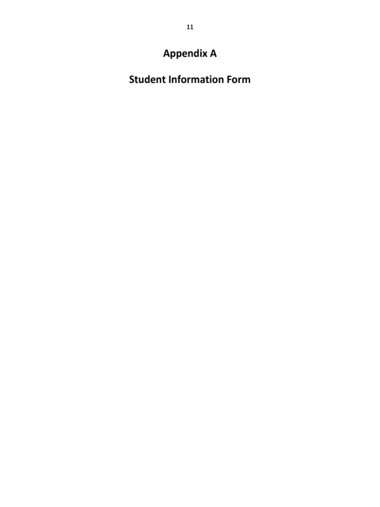 Appendix A Student Information Form | PDF | Counseling Psychology ...