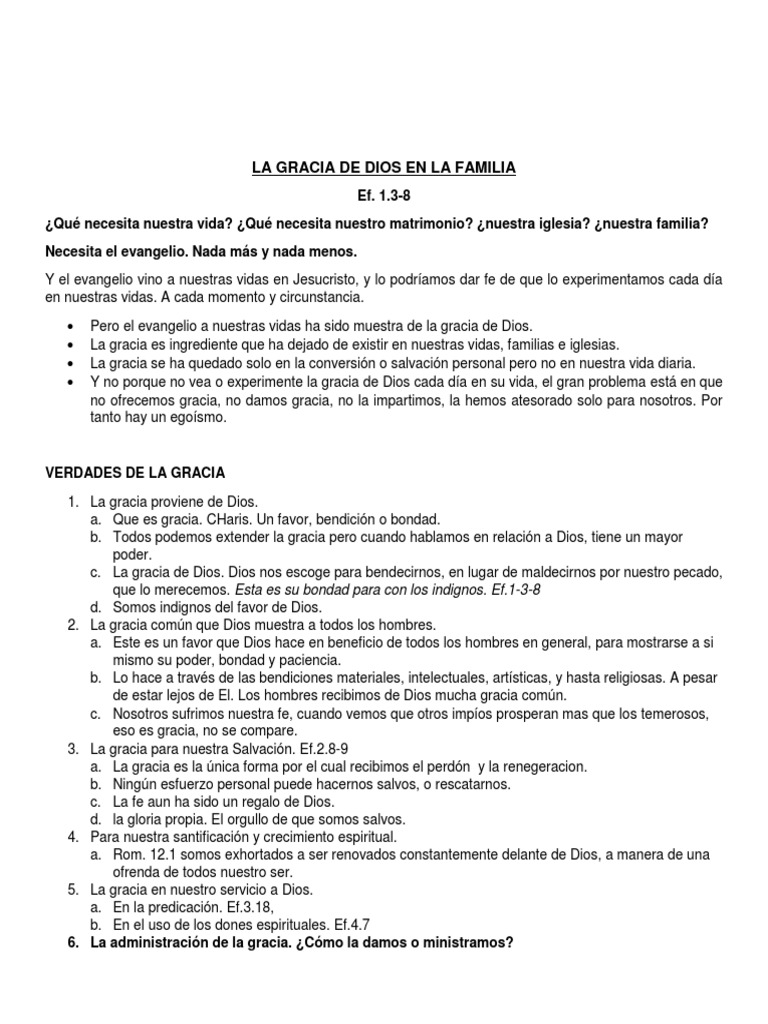 La Gracia de Dios en La Familia | PDF | Gracia en el cristianismo ...