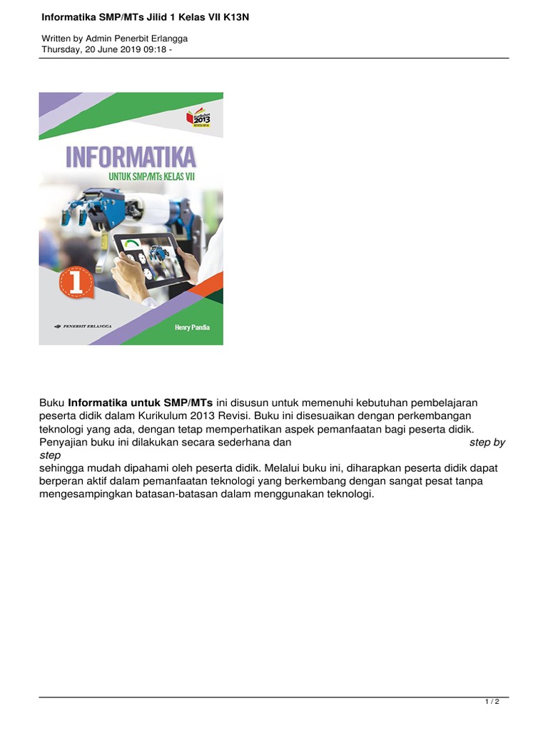 Informatika Smpmts Jilid 1 Kelas Vii K13n
