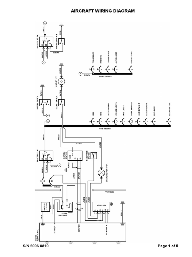 Aircraft Wiring Diagram: S/N 2006 0810 Page 1 of 5 | PDF