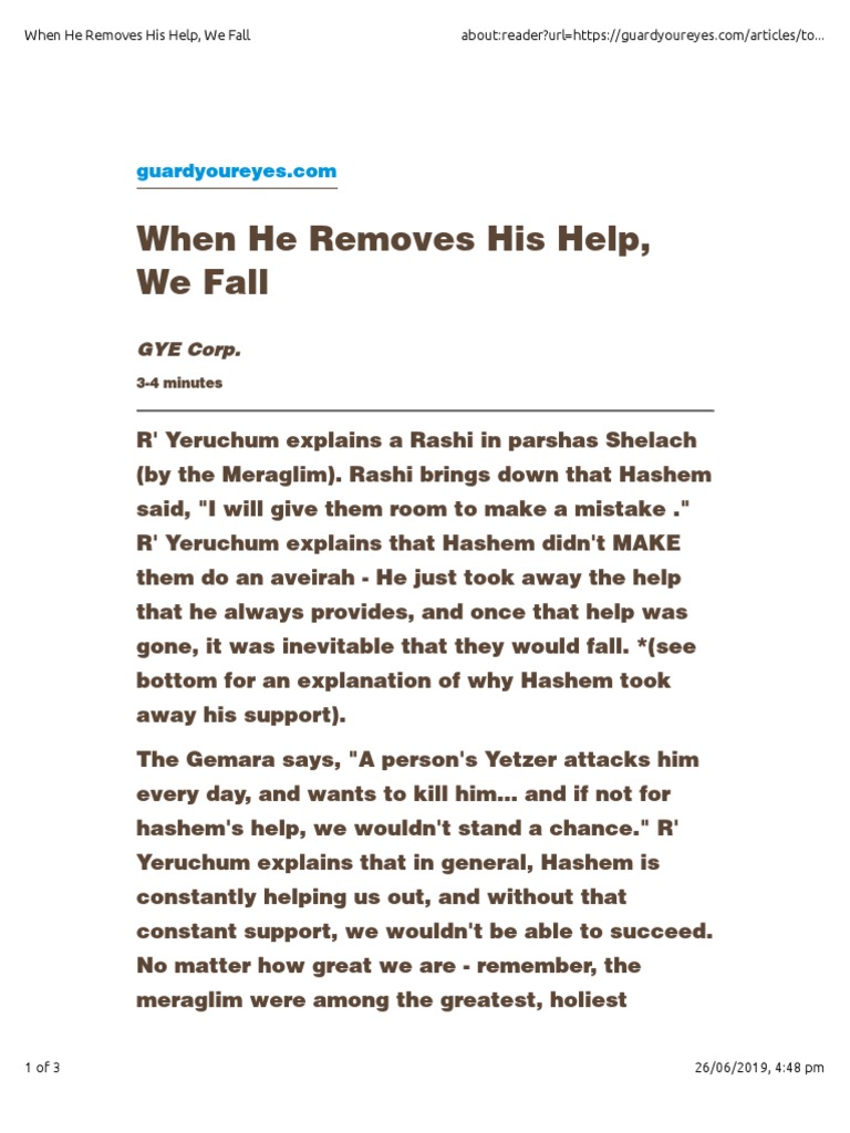 When He Removes His Help, We Fall | PDF | Religion & Spirituality