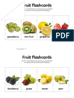 Fruit Flashcards: Gooseberry Kiwi Fruit Grapefruit Strawberry