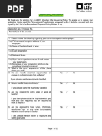 Occupational Questionnaire HDFC