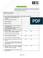 Occupational Questionnaire HDFC