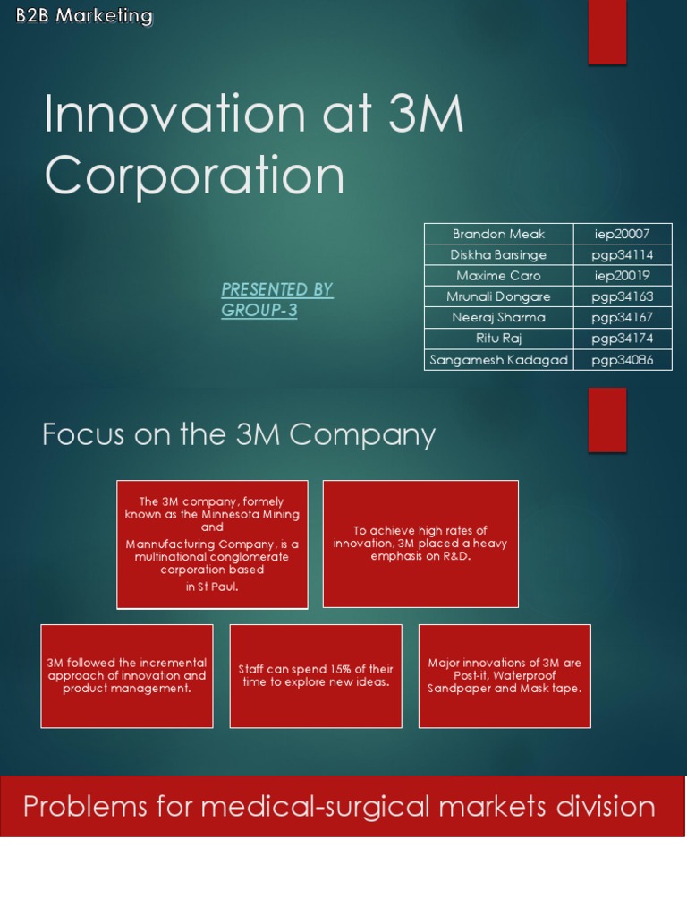 Innovation at 3M - Group 3 - B2B | PDF | Innovation | Infection