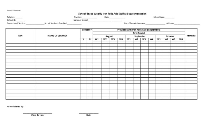 WIFA Consent Form for Schools | PDF