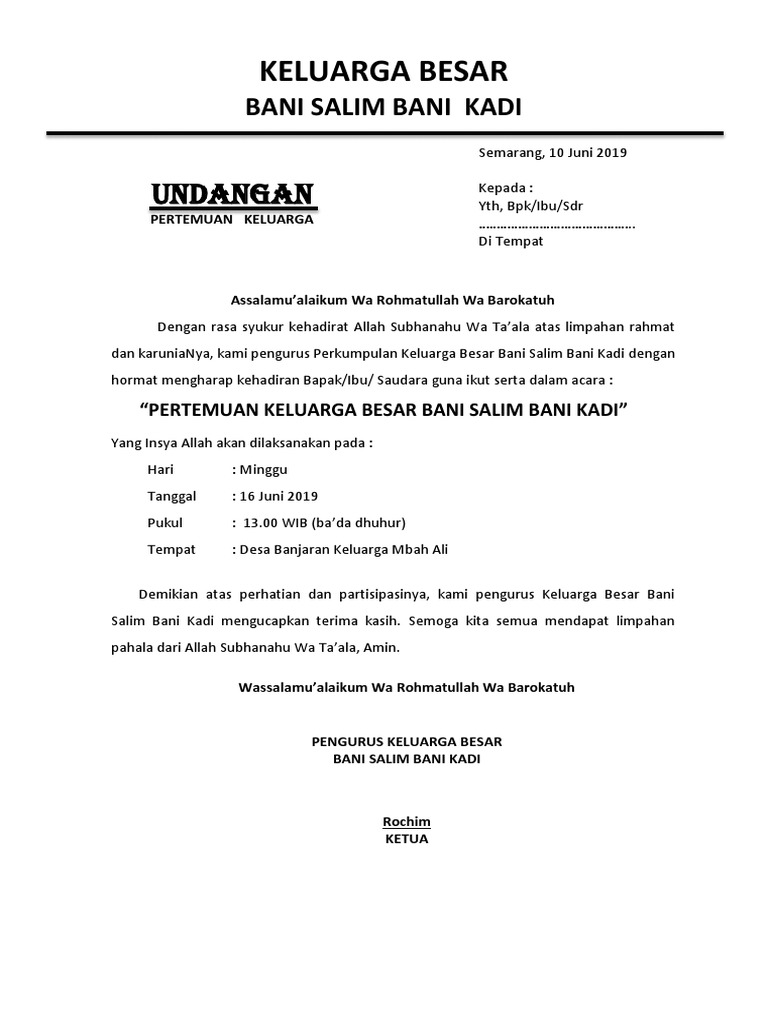 Undangan Arisan Keluarga | PDF