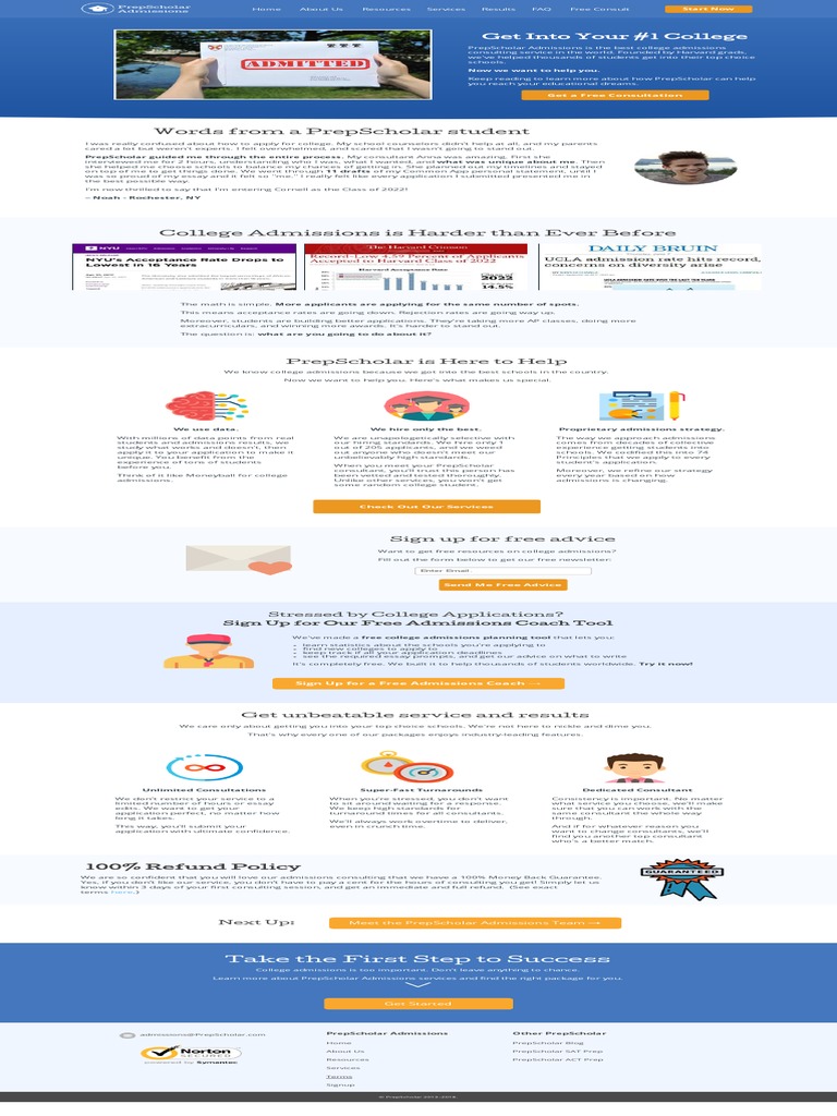PrepScholar Admissions Consulting Services | PDF | College Admissions ...
