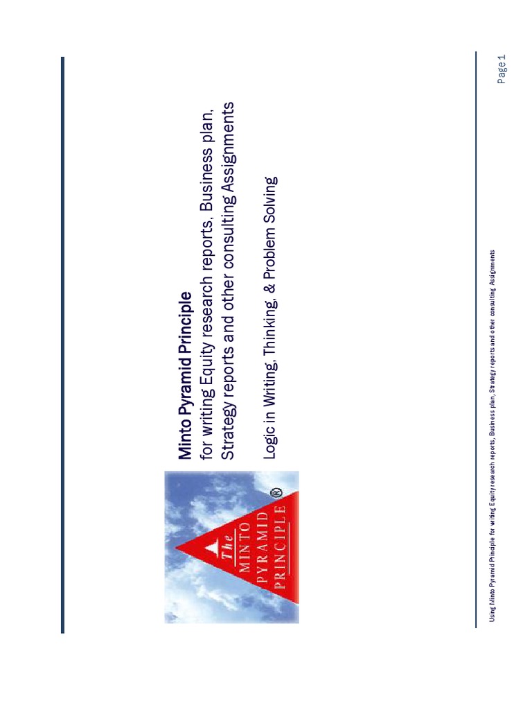 Minto Pyramid Principle for Reports | PDF | Infographics | Mind