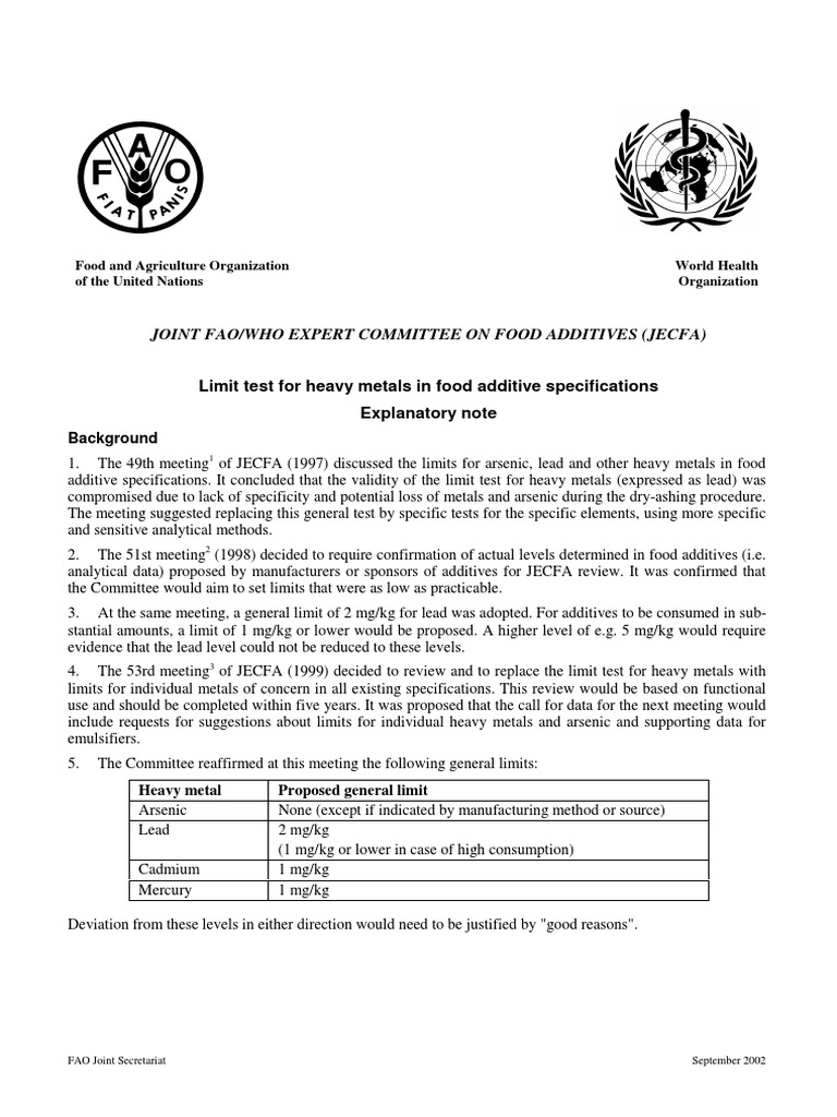 Joint Fao/Who Expert Committee On Food Additives (Jecfa) | Download ...