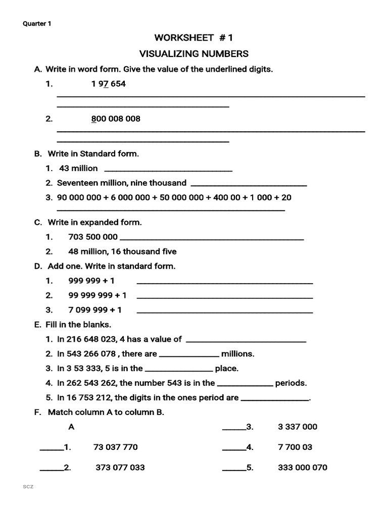Math Worksheets Qtr. 1.docx Version 1 | PDF
