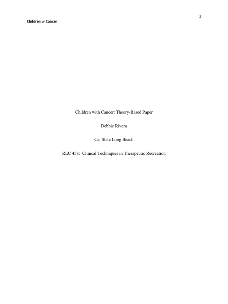 Therapeutic Recreation for Children with Cancer | PDF | Cancer ...