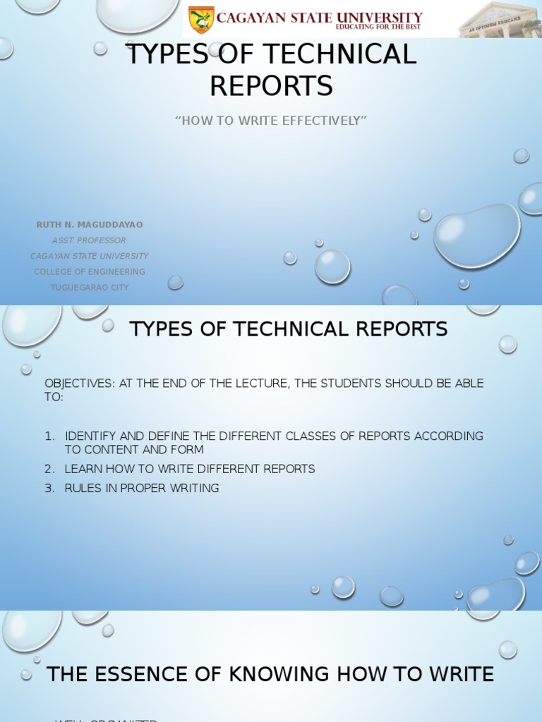 Types of Technical Reports PDF Business