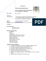 Mechanical Engineer Bio-Data - Dr HS Joshi