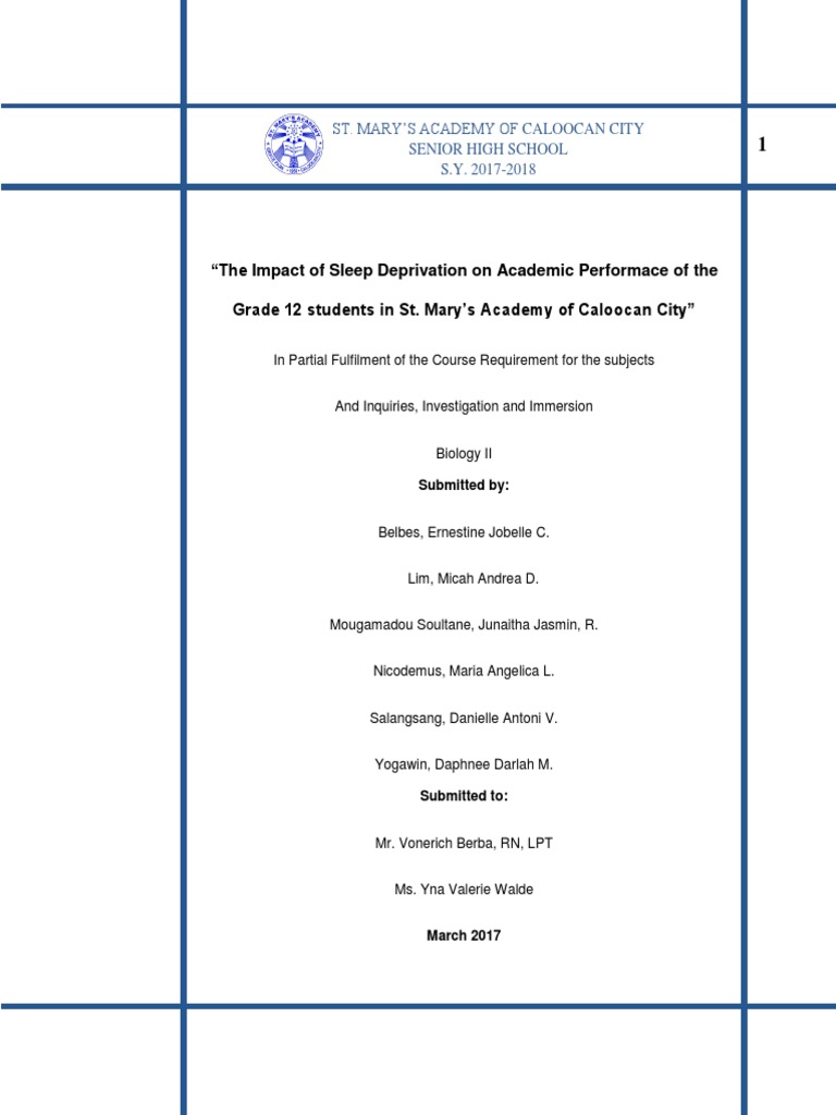 The Impact of Sleep Deprivation On Academic Performance | PDF | Memory ...