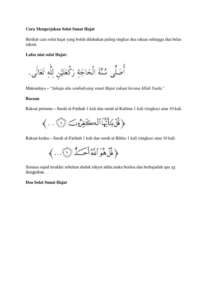 Cara Mengerjakan Solat Sunat Hajat Pdf
