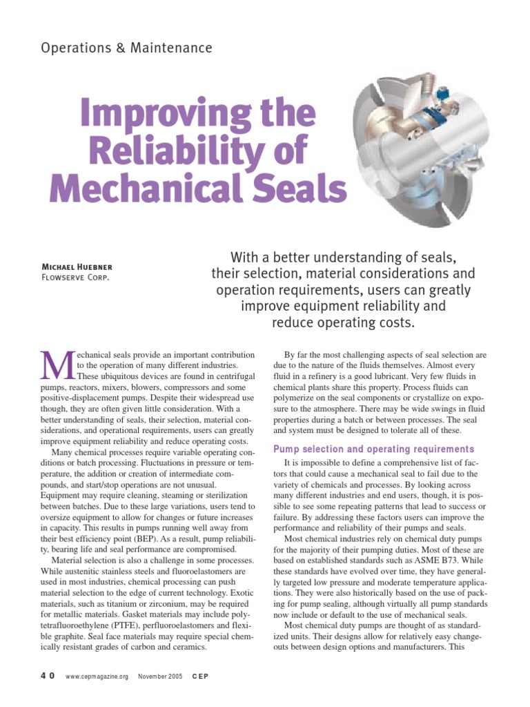Enhancing Mechanical Seal Reliability | PDF | Pump | Alloy