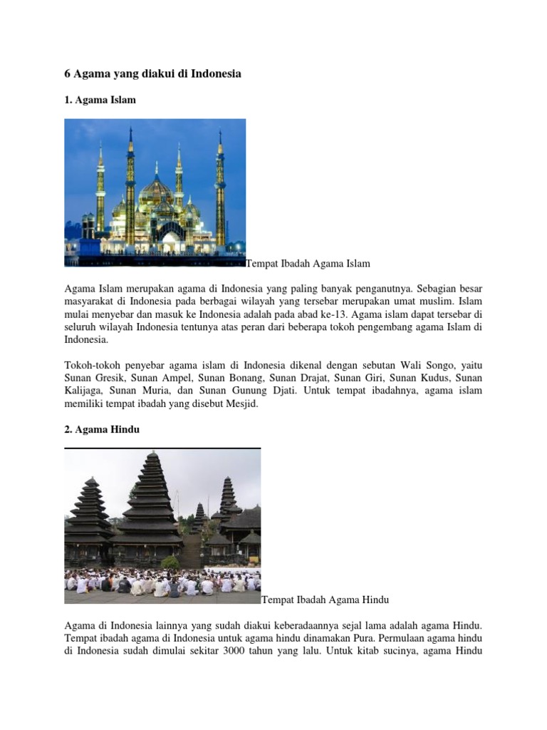 6 Agama Yang Diakui Di Indonesia PDF