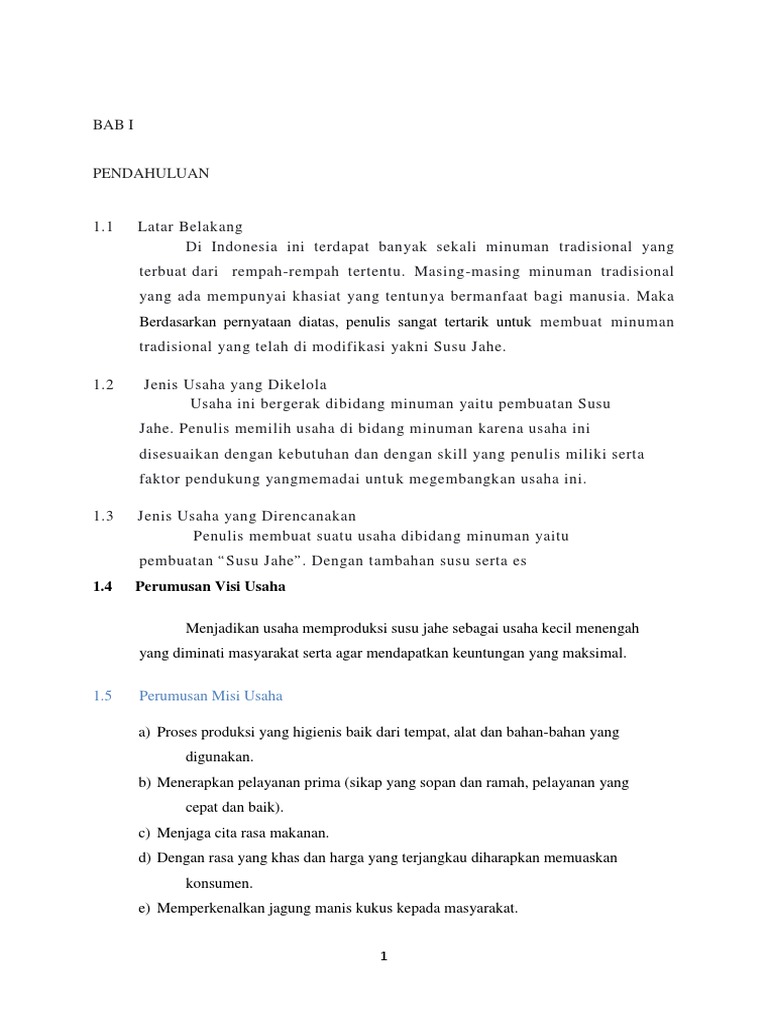 Contoh Proposal Kewirausahaan