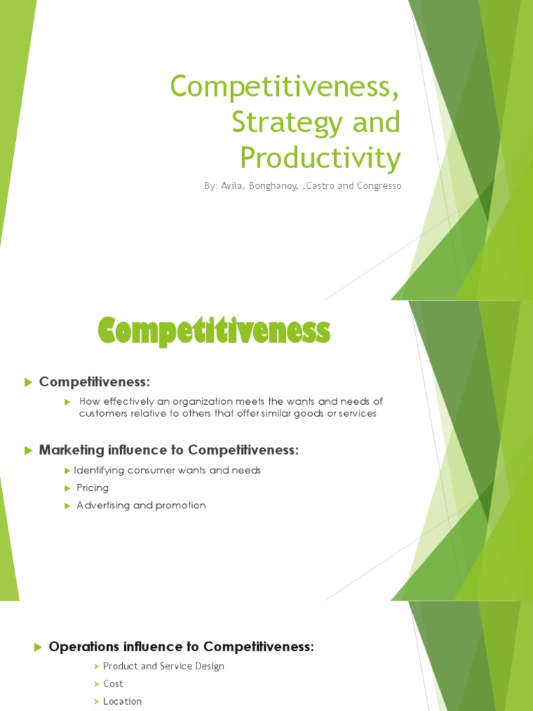 Competitiveness Strategy And Productivity Pdf Strategic Management