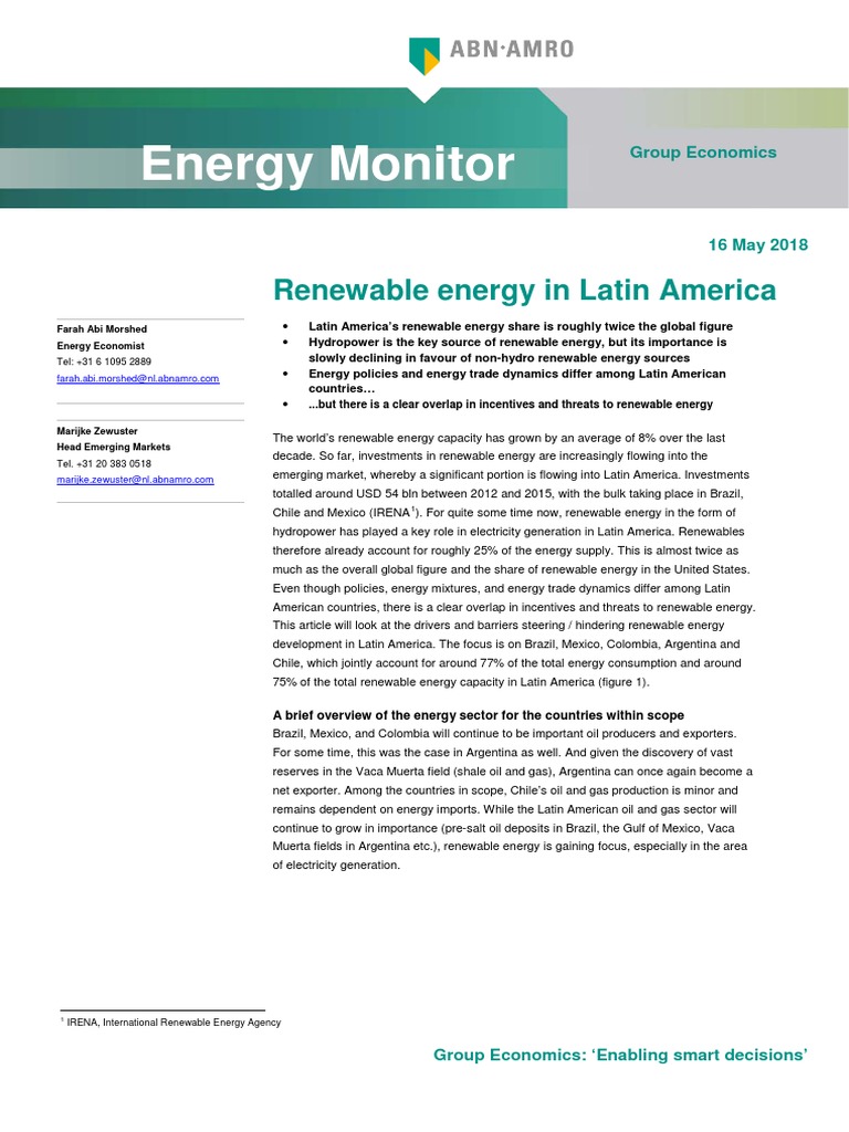 Energy Monitor: Renewable Energy in Latin America | PDF | World Energy ...