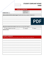 Student Complaint Intake Form: Primary Information