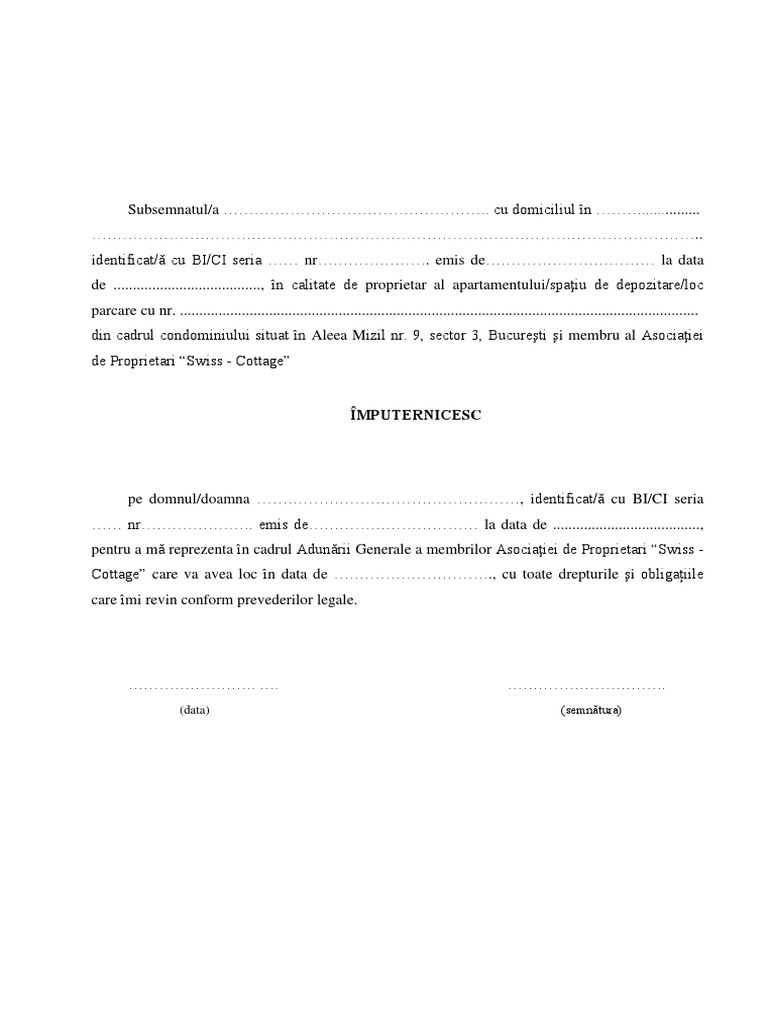 Model Imputernicire Pdf