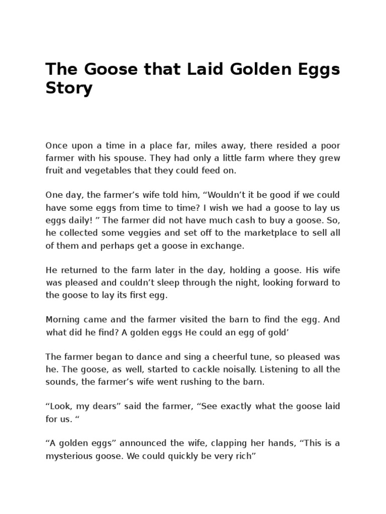 The Goose That Laid Golden Eggs Story Pdf