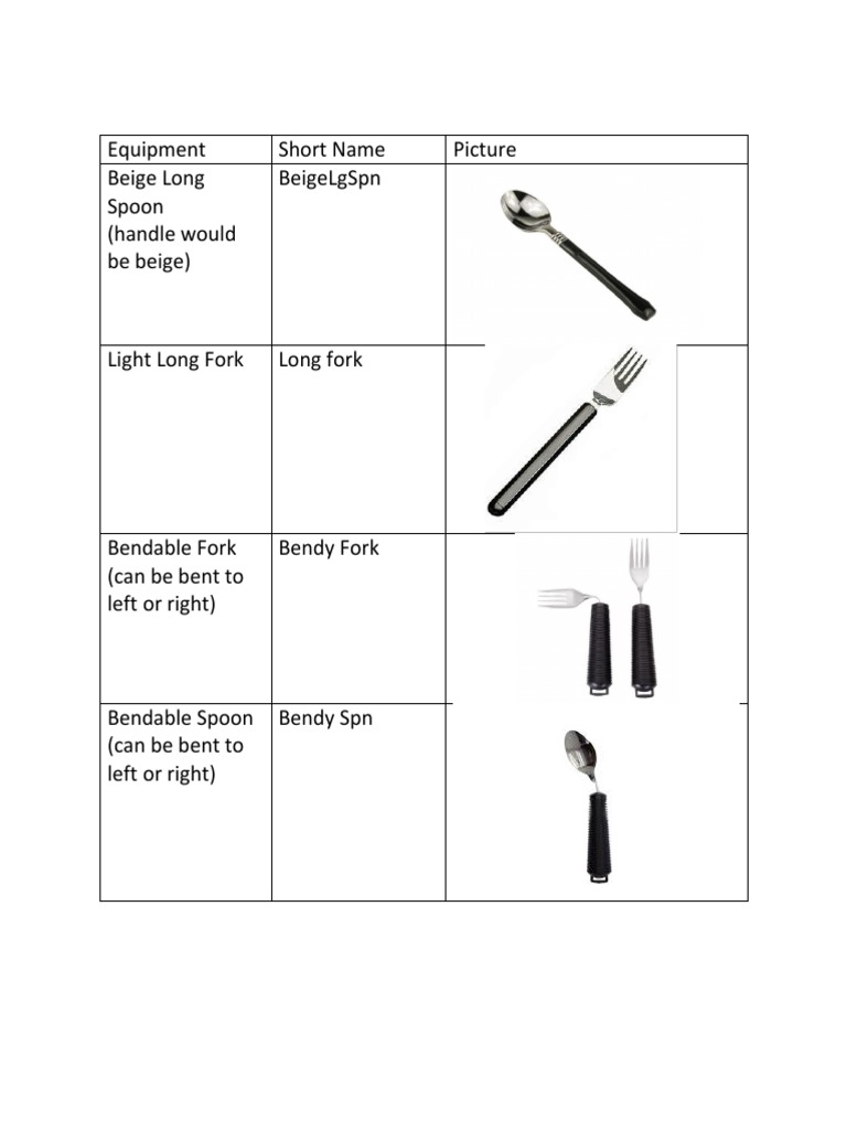 Adaptive Eating Equipment List | PDF