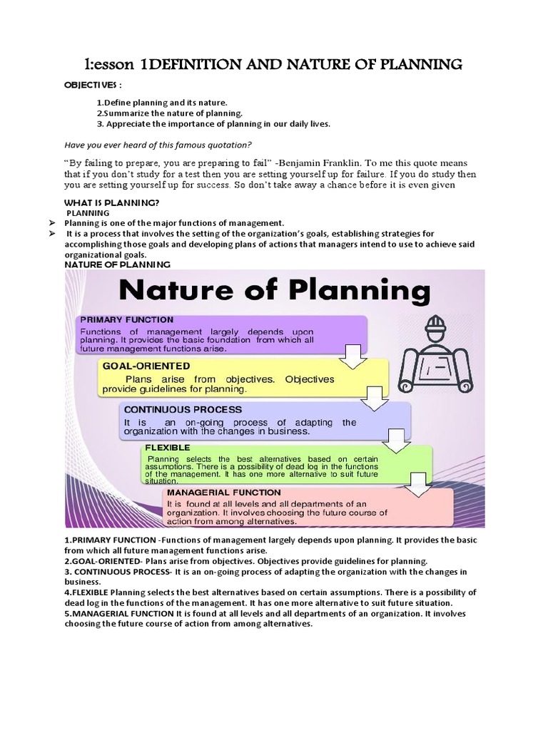 Definition and Nature of Planning | PDF | Strategic Planning