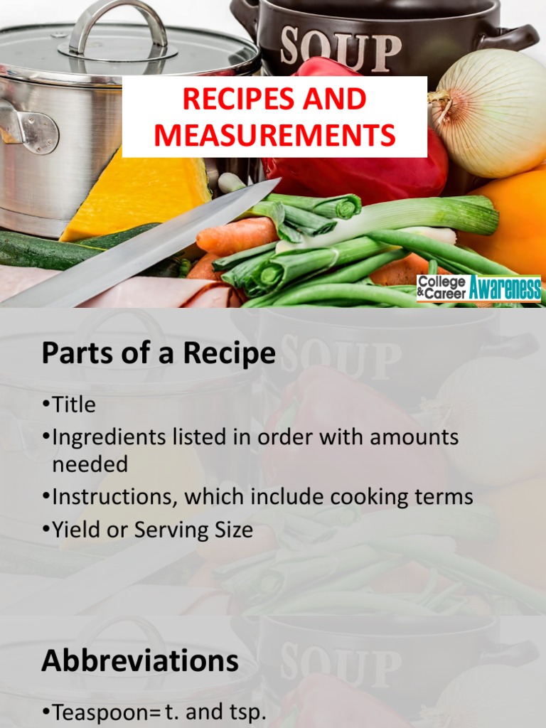 Recipes and Measurements | PDF | Cooking, Food & Wine | Wellness