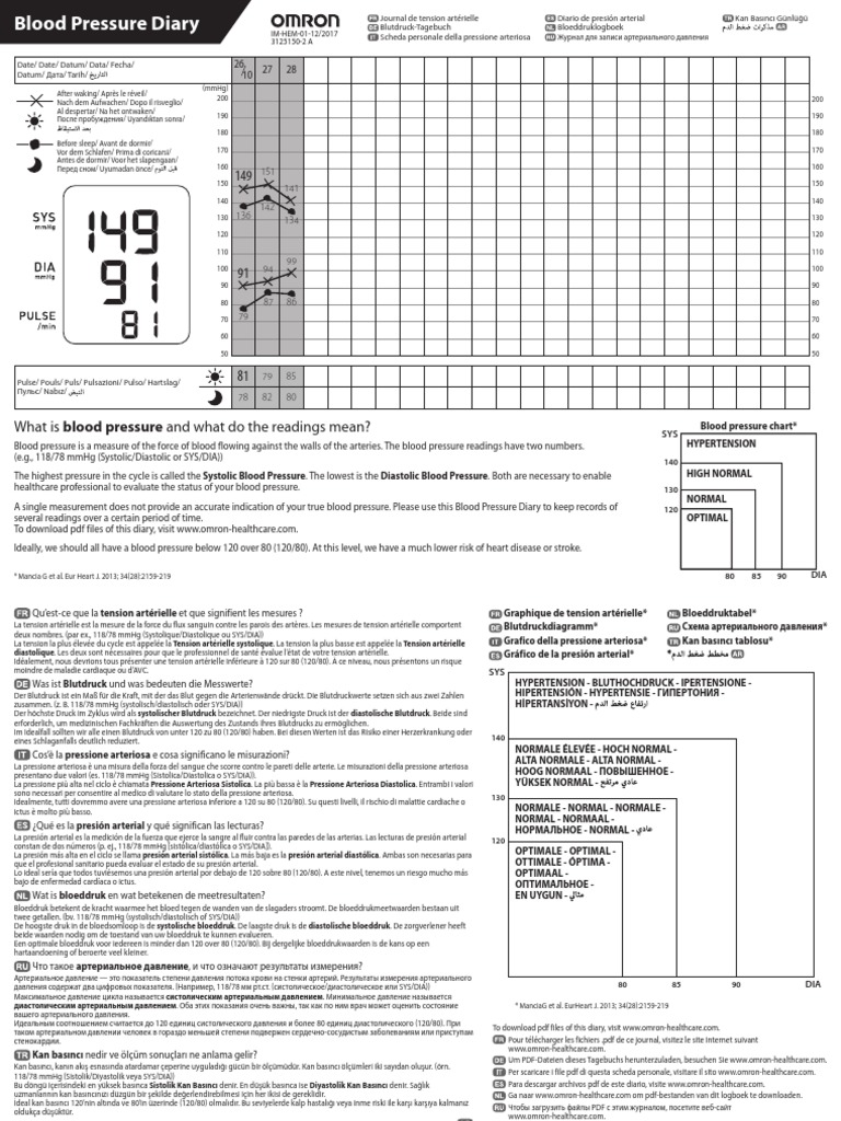 OMRON Blodd Pressure Diary | PDF | Body Fluids | Tissue (Biology)
