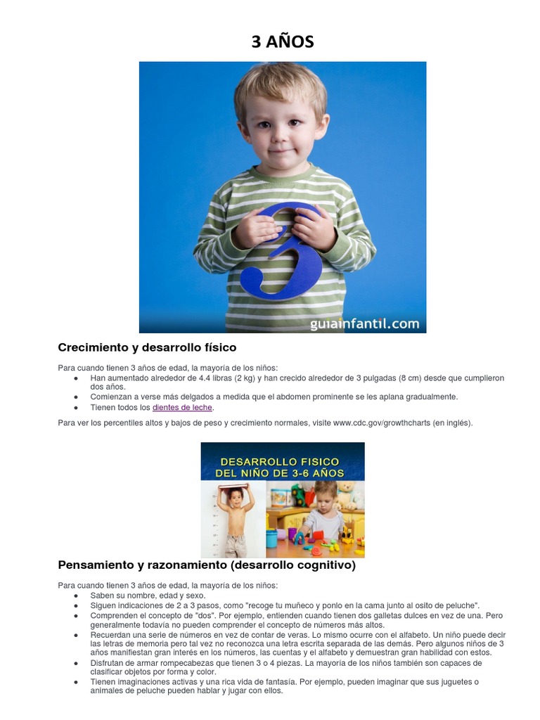 Desarrollo infantil de 3 a 6 años | PDF | Desarrollo cognitivo ...