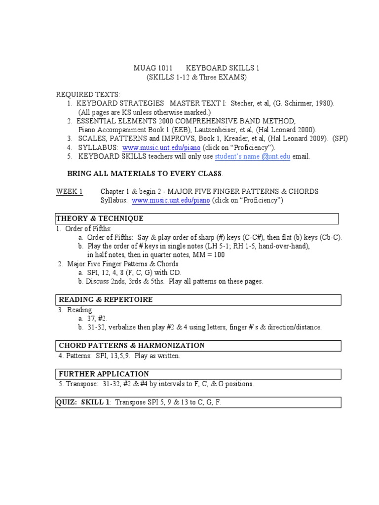 Mastering the Fundamentals An Introduction to Keyboard Skills, Major