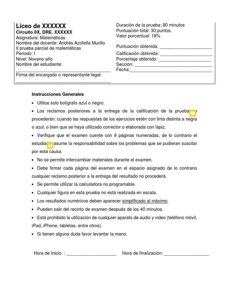 Ejemplo De Prueba Escrita Pdf Trigonometría Funciones Trigonométricas