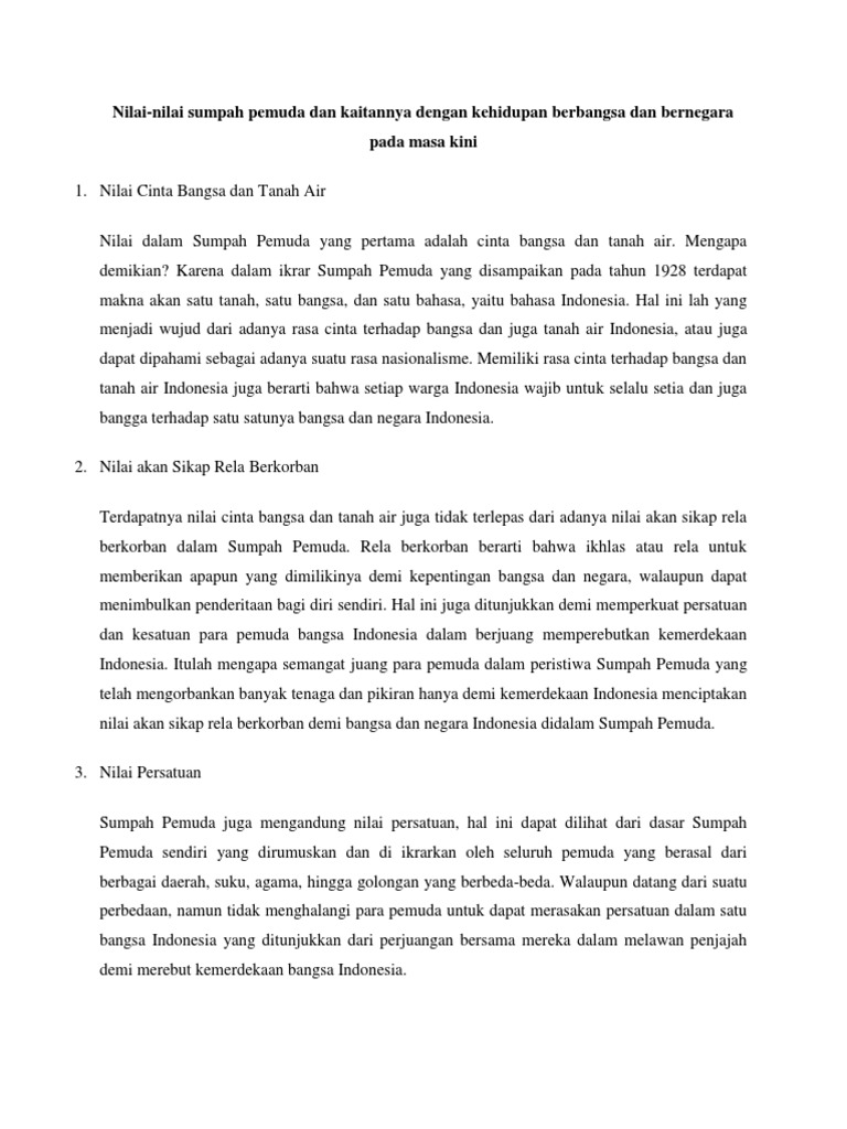 Nilai Nilai Sumpah Pemuda Pdf