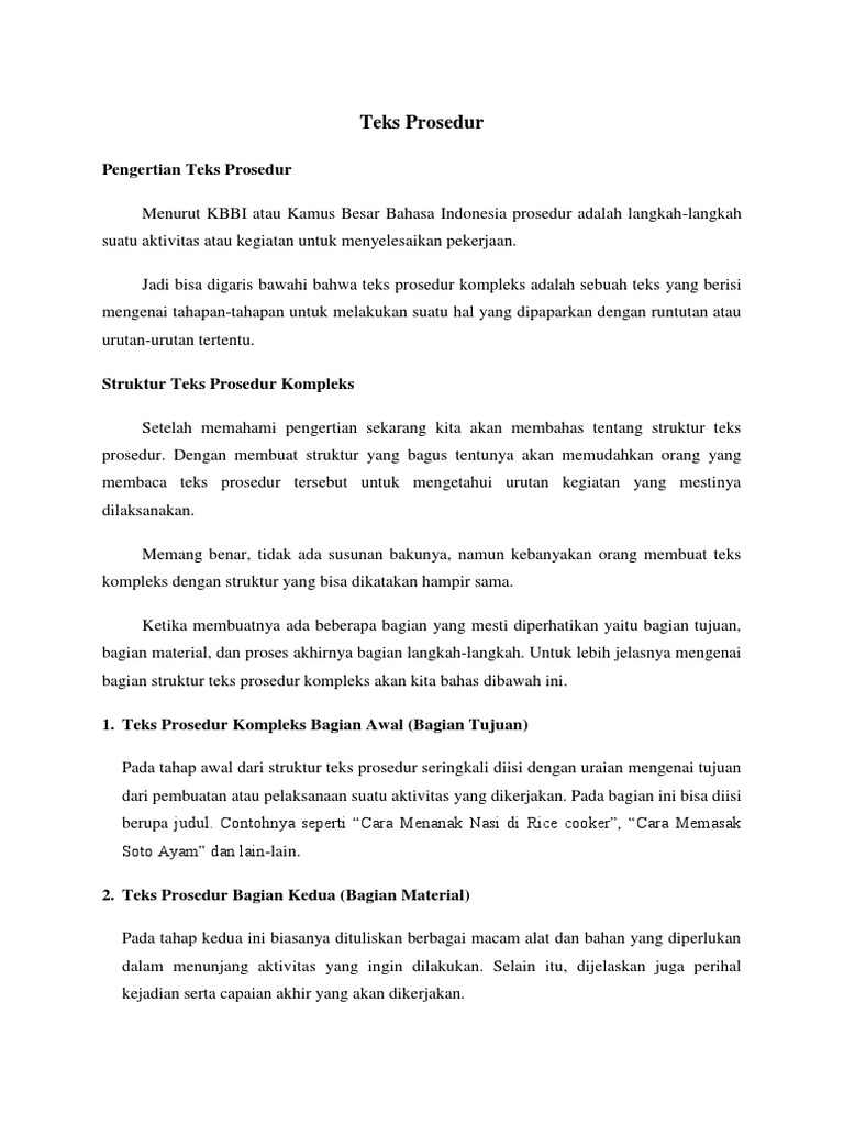 X Teks Prosedur Dan Contohnya 3 Pdf
