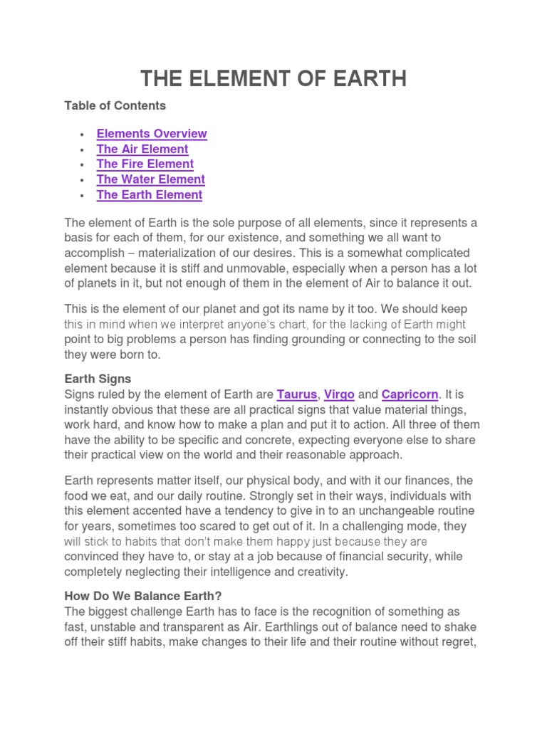The Element of Earth | PDF | Chemical Elements | Earth