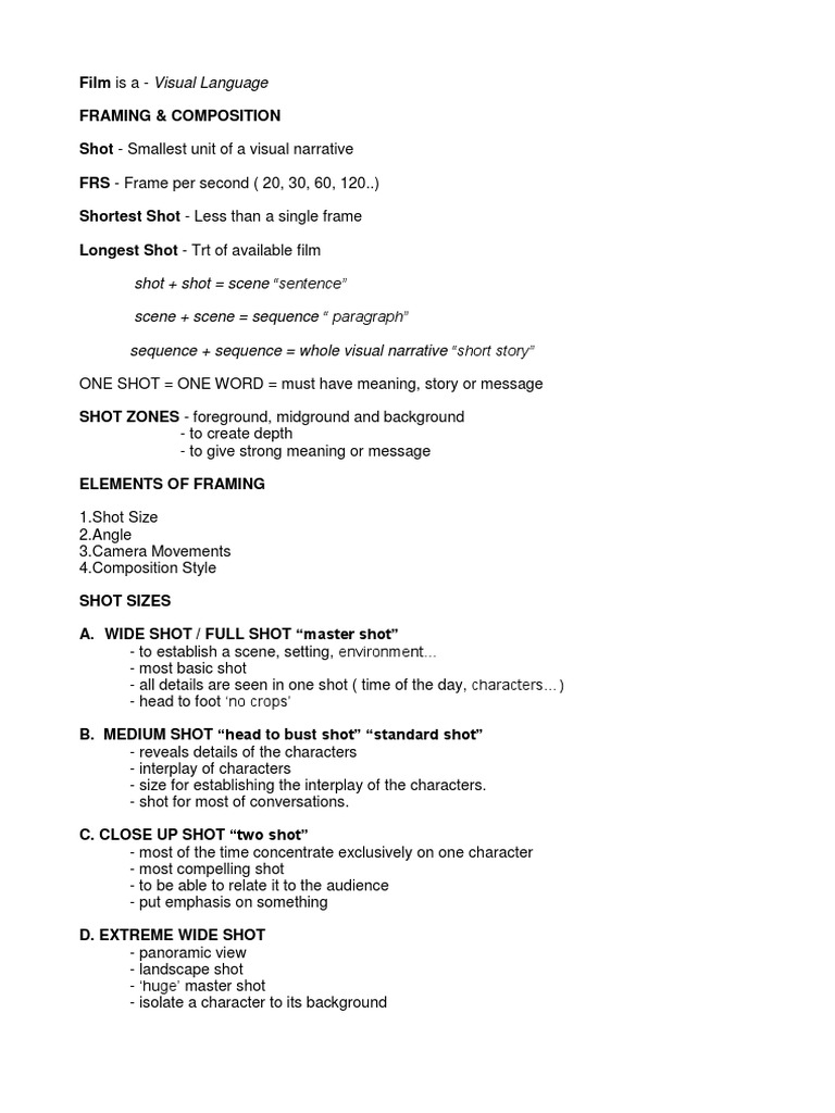 Visual Language: Film Framing & Composition Shot FRS Shortest Shot ...