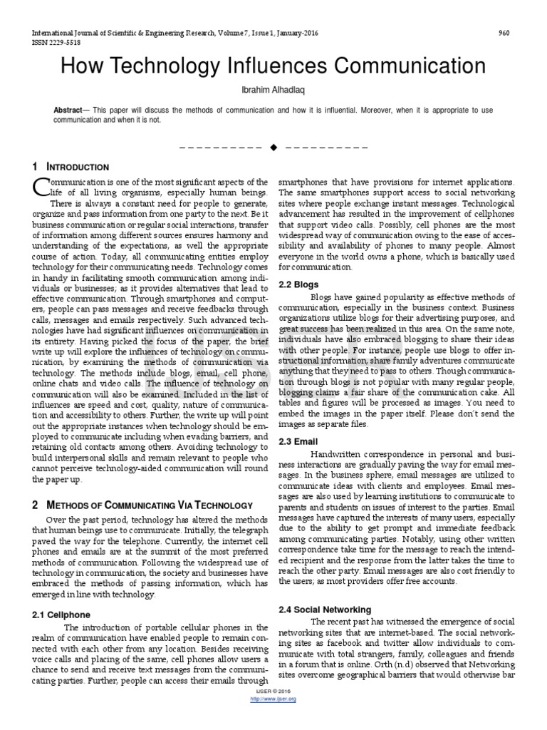 How Technology Influences Communication | PDF | Social Networking ...
