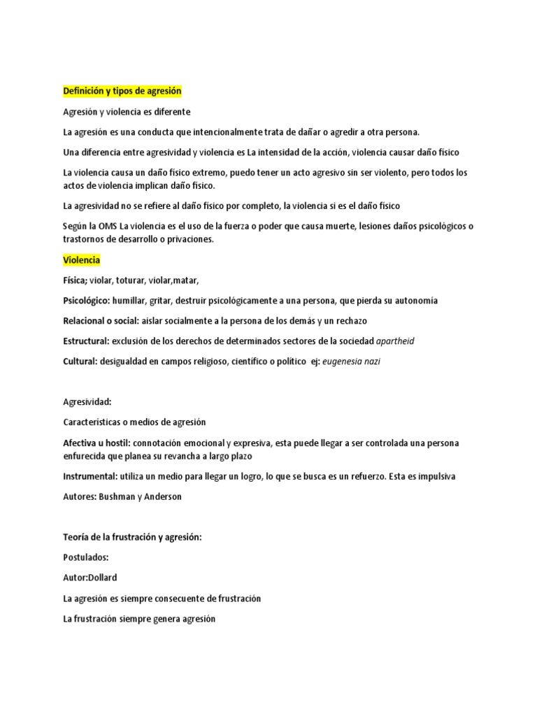 Tipos y Teorías de la Agresión | PDF | Violencia | Agresión