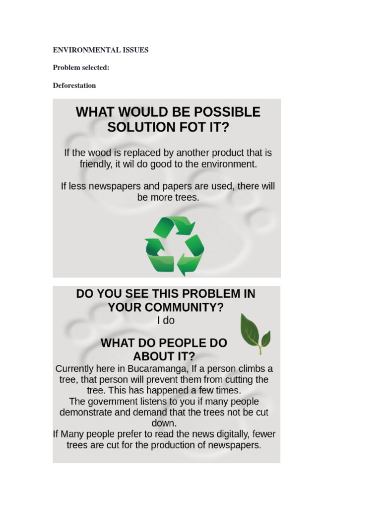 Environmental Issues Problem Selected: Deforestation | PDF