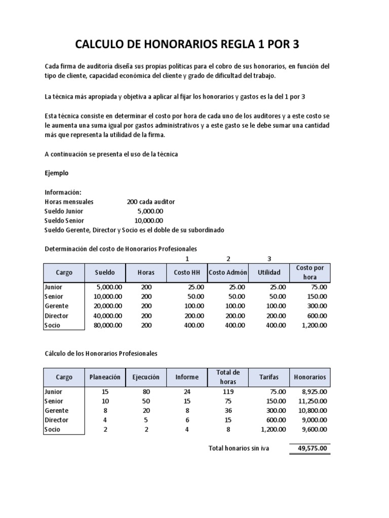 Calculo de Honorarios Regla 1 Por 3 | PDF | Economias | Business