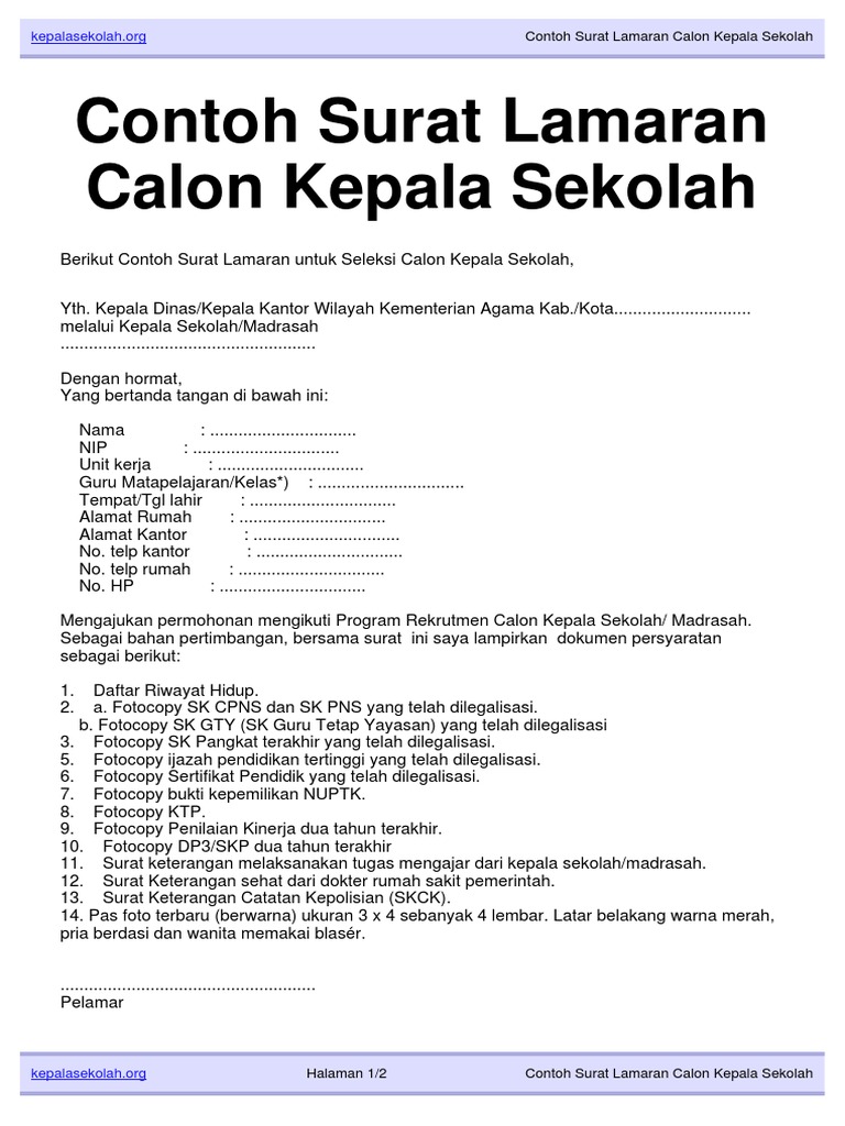 Contoh Surat Akuan Calon